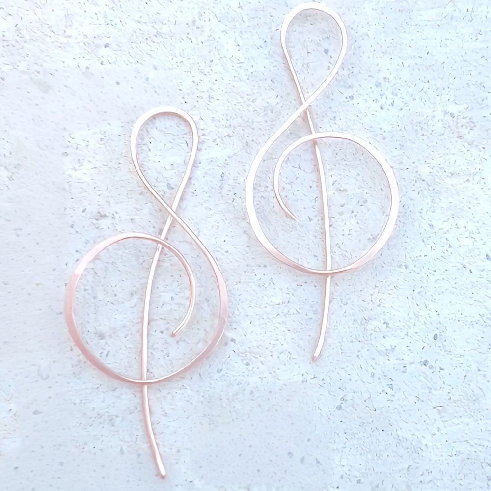 NWT G CLEF DELICATE ROSE GOLD THREADER EARRINGS